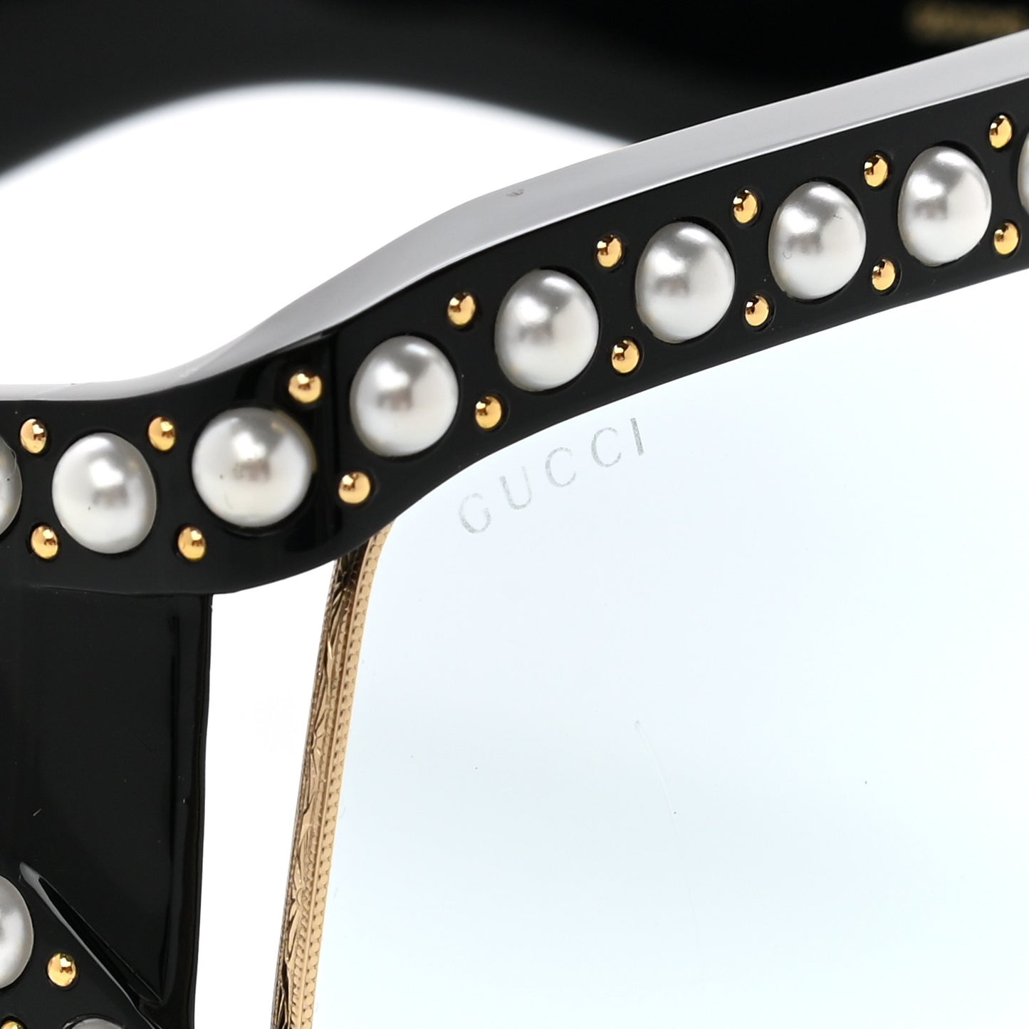 Acetate Pearl Rectangular Frame Sunglasses GG0234S Black