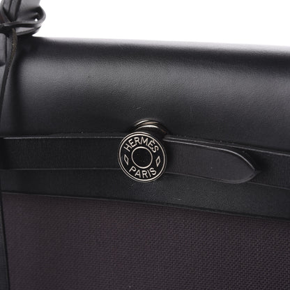 Hermes Military Toile Vache Hunter Herbag Zip PM 31 Prune Black 10 of 13