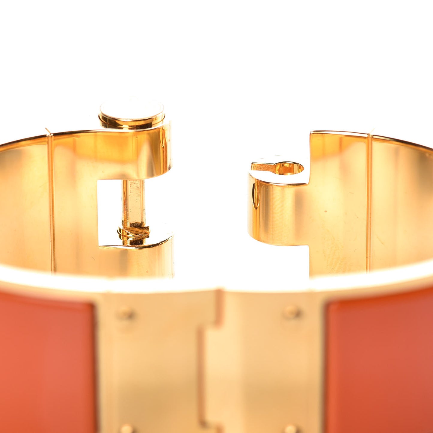 Enamel Charniere Uni Wide Hinged Bracelet M Orange