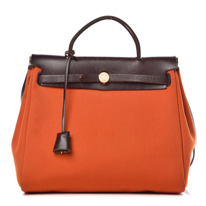 Hermes Toile Vache Calfskin Herbag 30 PM Orange Red 1 of 25