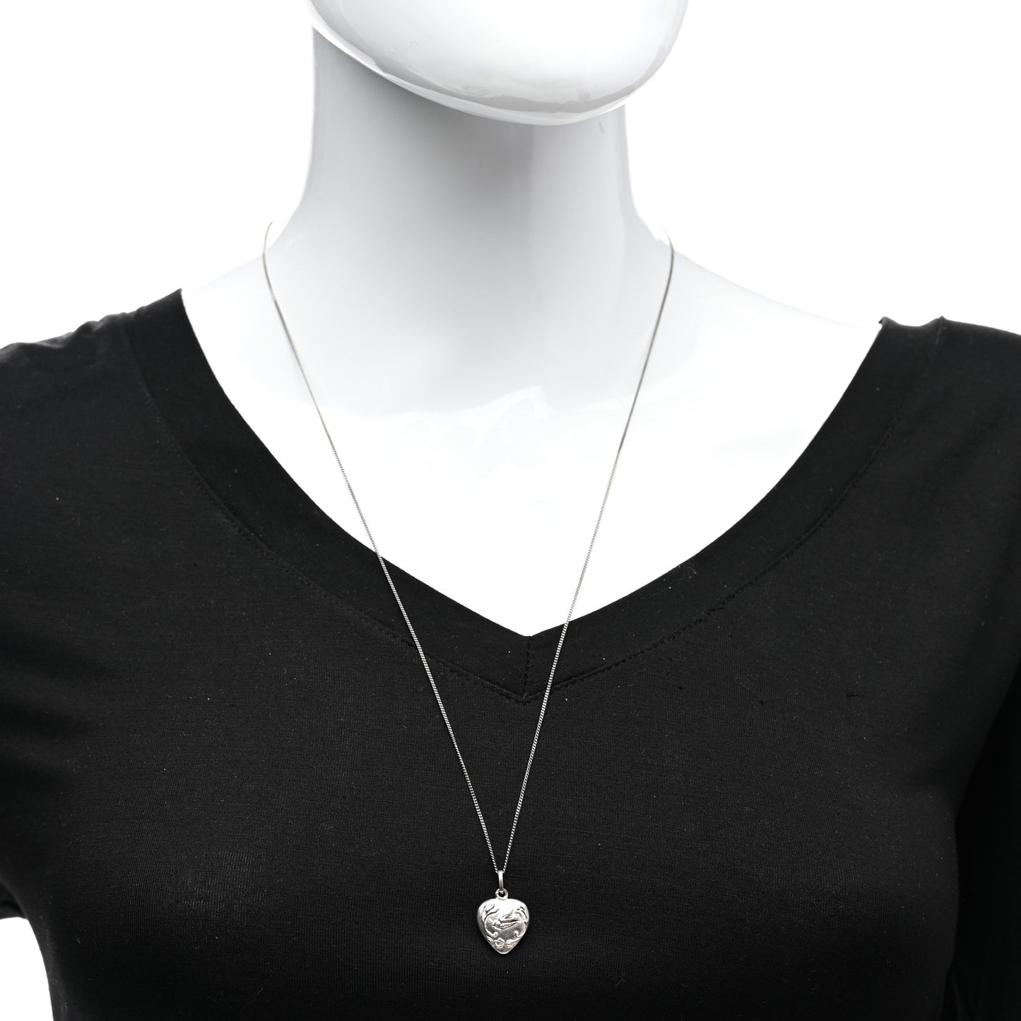 Metal Heart Necklace Silver