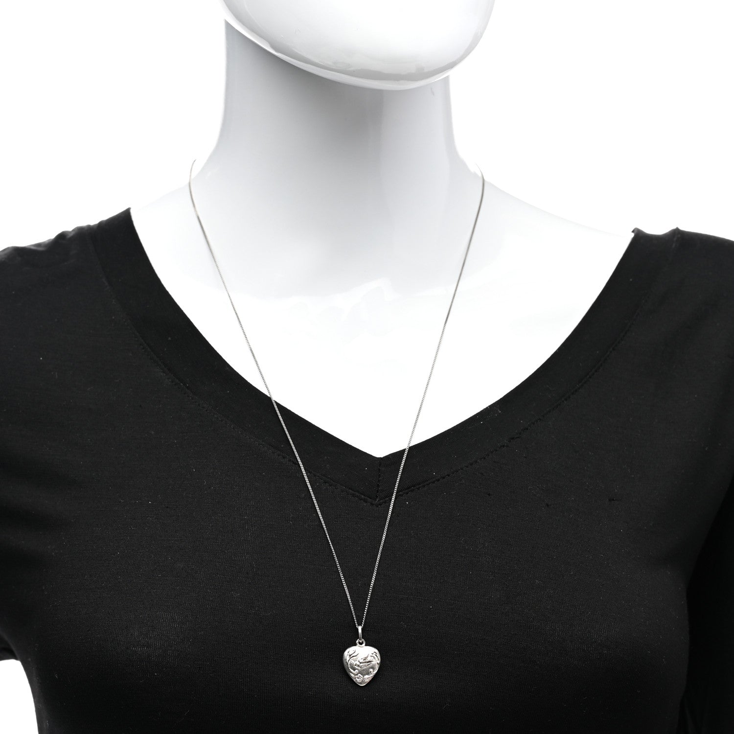 Saint Laurent Metal Heart Necklace Silver 2 of 6