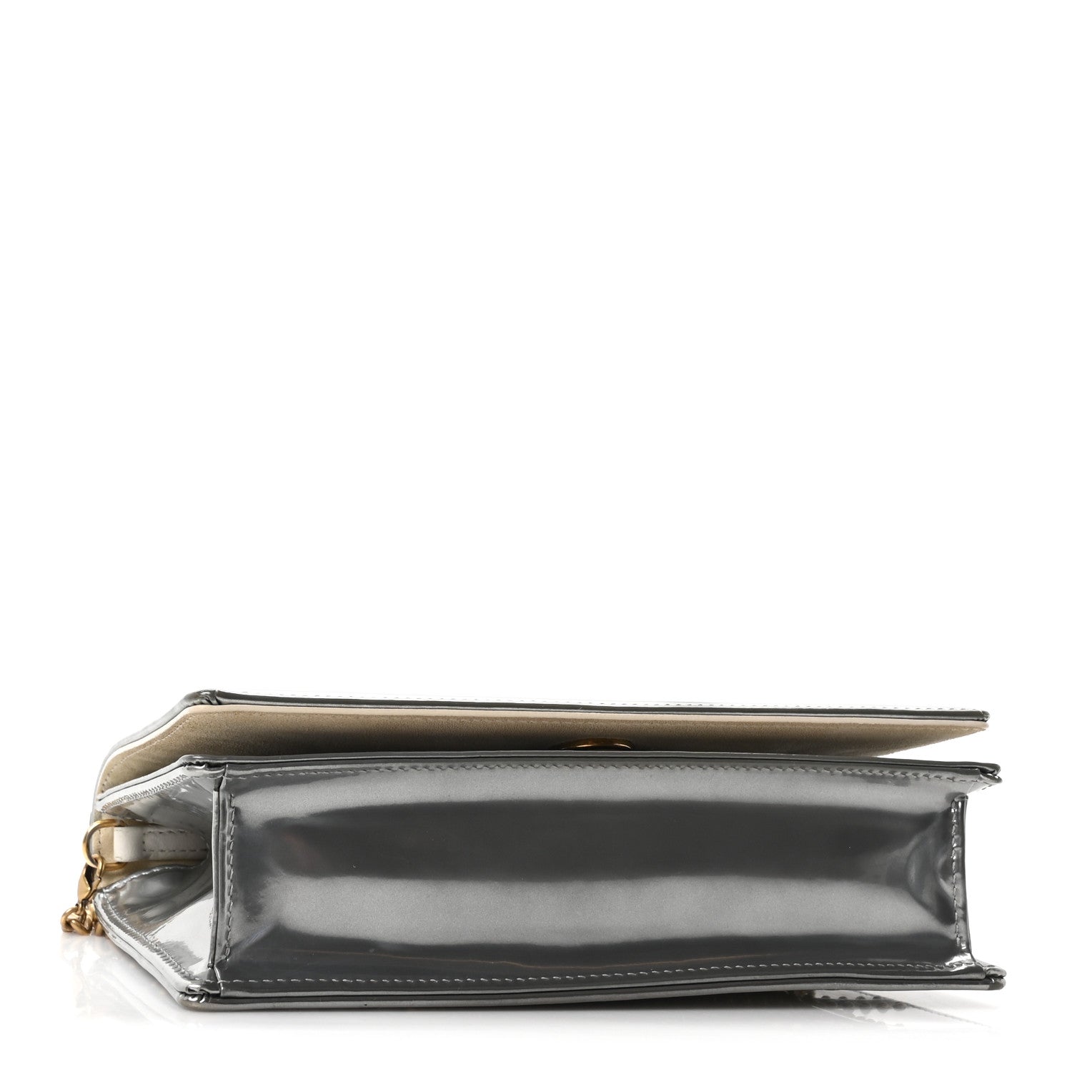 Christian Dior Metallic Patent Studded Diorama Top Handle Wallet on Chain Pouch Silver 5 of 11
