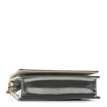 Christian Dior Metallic Patent Studded Diorama Top Handle Wallet on Chain Pouch Silver 5 of 11