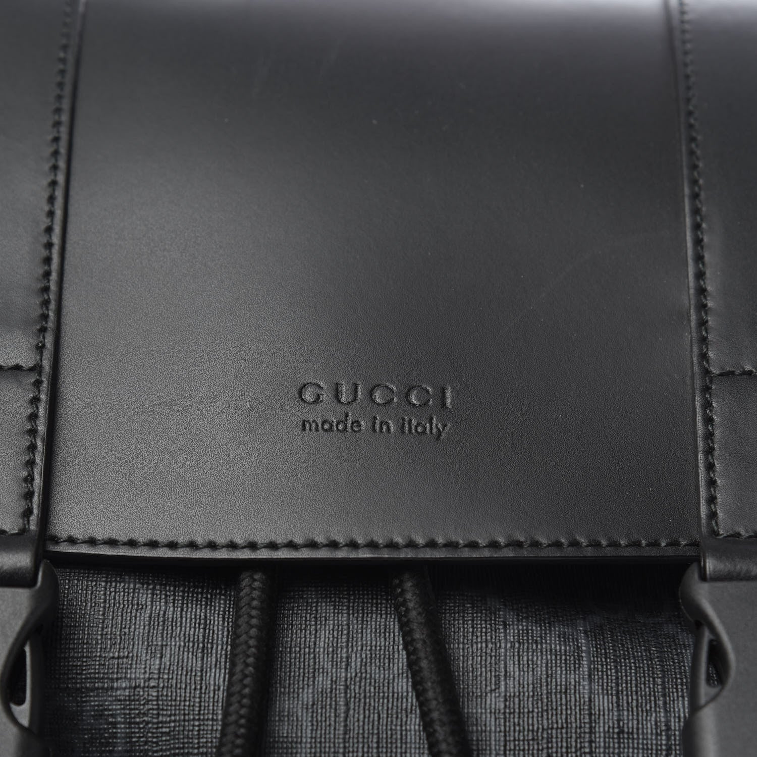 Gucci Soft GG Supreme Monogram Appia Calfskin Web Double Buckle Backpack Black 9 of 9