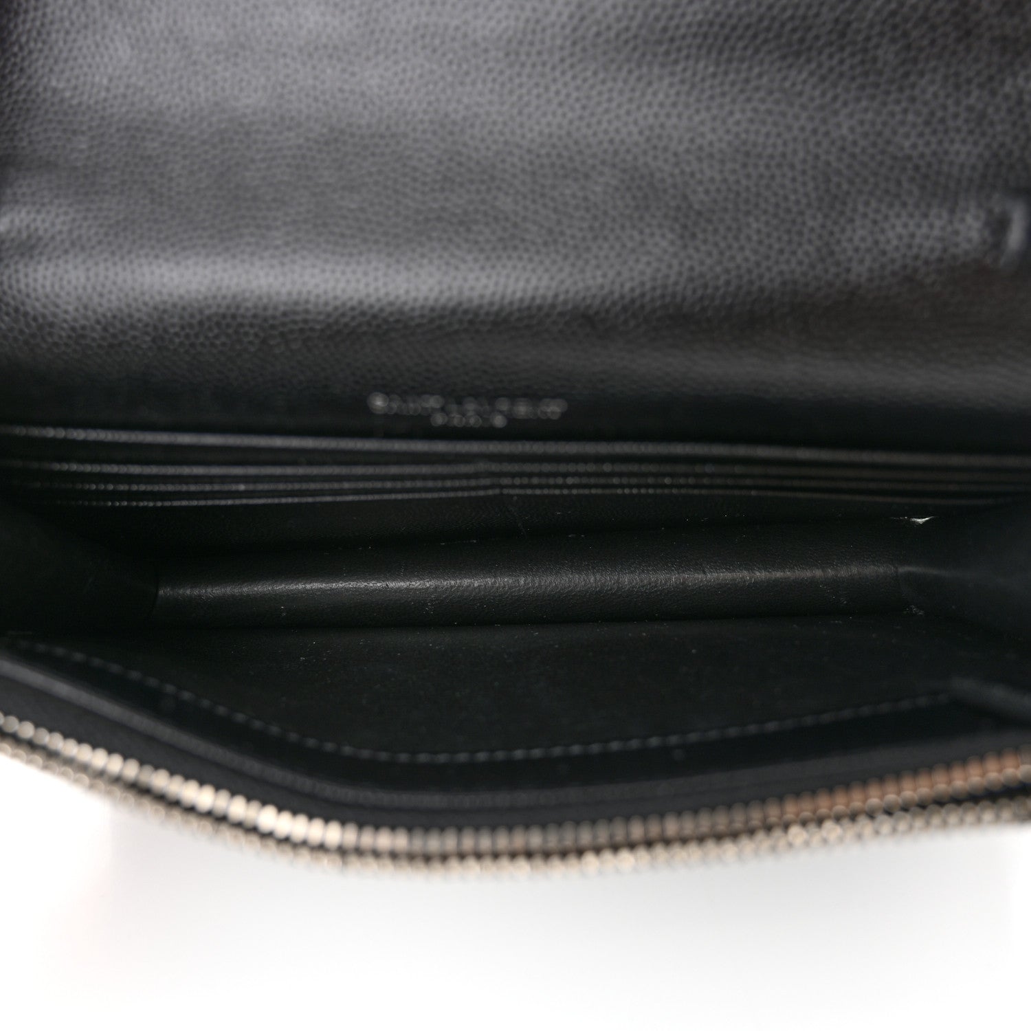 Saint Laurent Grain De Poudre Matelasse Chevron Monogram Envelope Chain Wallet Black 5 of 10