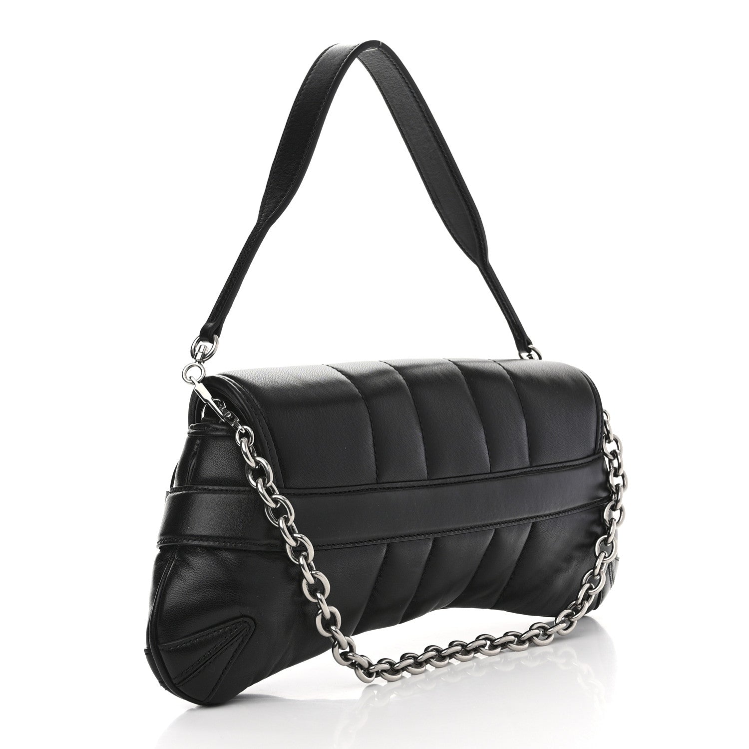 Gucci Nappa Vertical Matelasse Medium Maxi Horsebit Chain Shoulder Bag Black 3 of 10