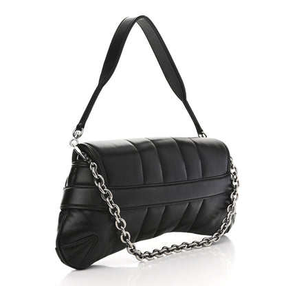 Gucci Nappa Vertical Matelasse Medium Maxi Horsebit Chain Shoulder Bag Black 3 of 10