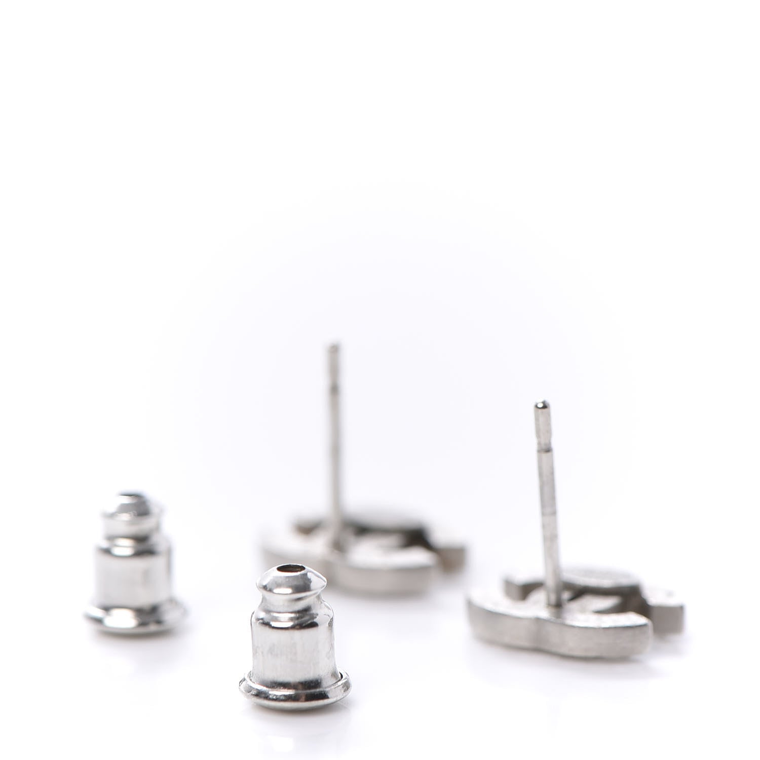Chanel Crystal Mini Timeless CC Earrings Silver 3 of 4