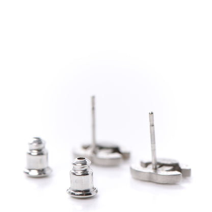 Chanel Crystal Mini Timeless CC Earrings Silver 3 of 4