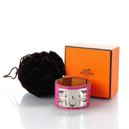 Hermes Shiny Alligator Collier De Chien CDC Bracelet S Fuchsia 9 of 9