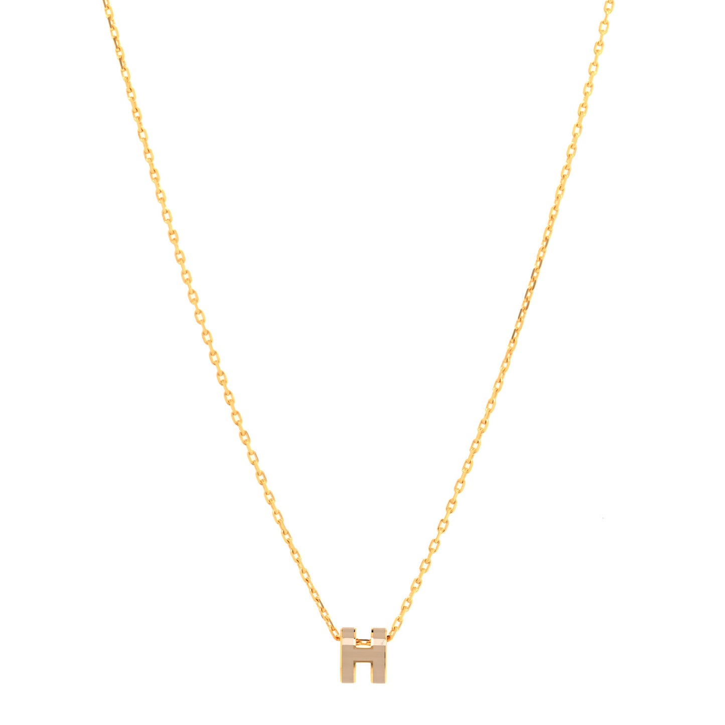 Lacquered Gold Mini Pop H Pendant Necklace Marron Glace