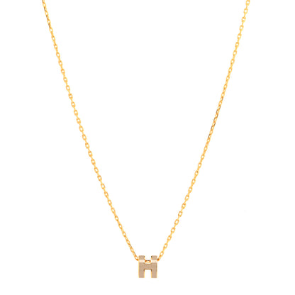 Hermes Lacquered Gold Mini Pop H Pendant Necklace Marron Glace 1 of 6