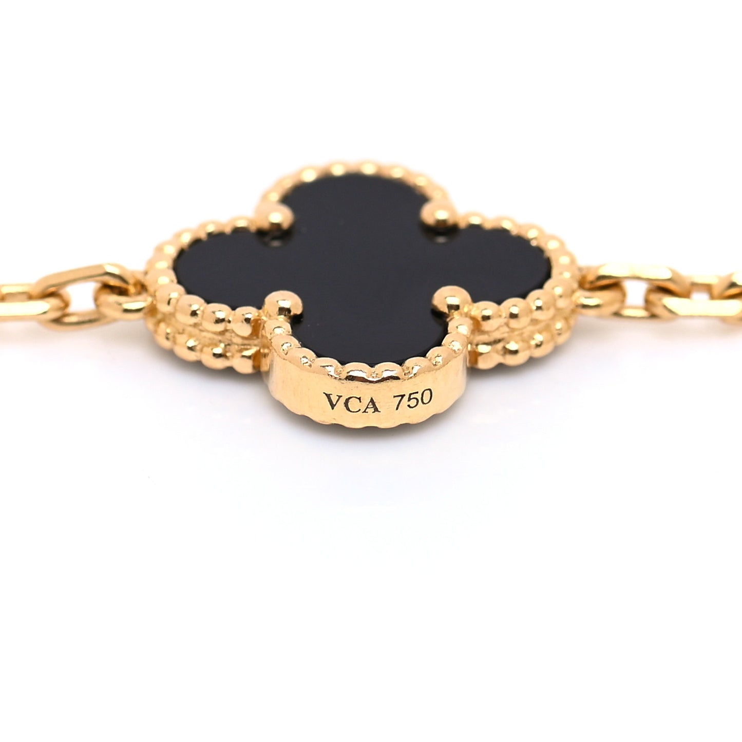 18K Yellow Gold Black Onyx 20 Motifs Vintage Alhambra Necklace