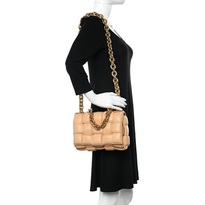 Bottega Veneta Lambskin Maxi Intreccio Padded Chain Cassette Crossbody Bag Almond 2 of 16