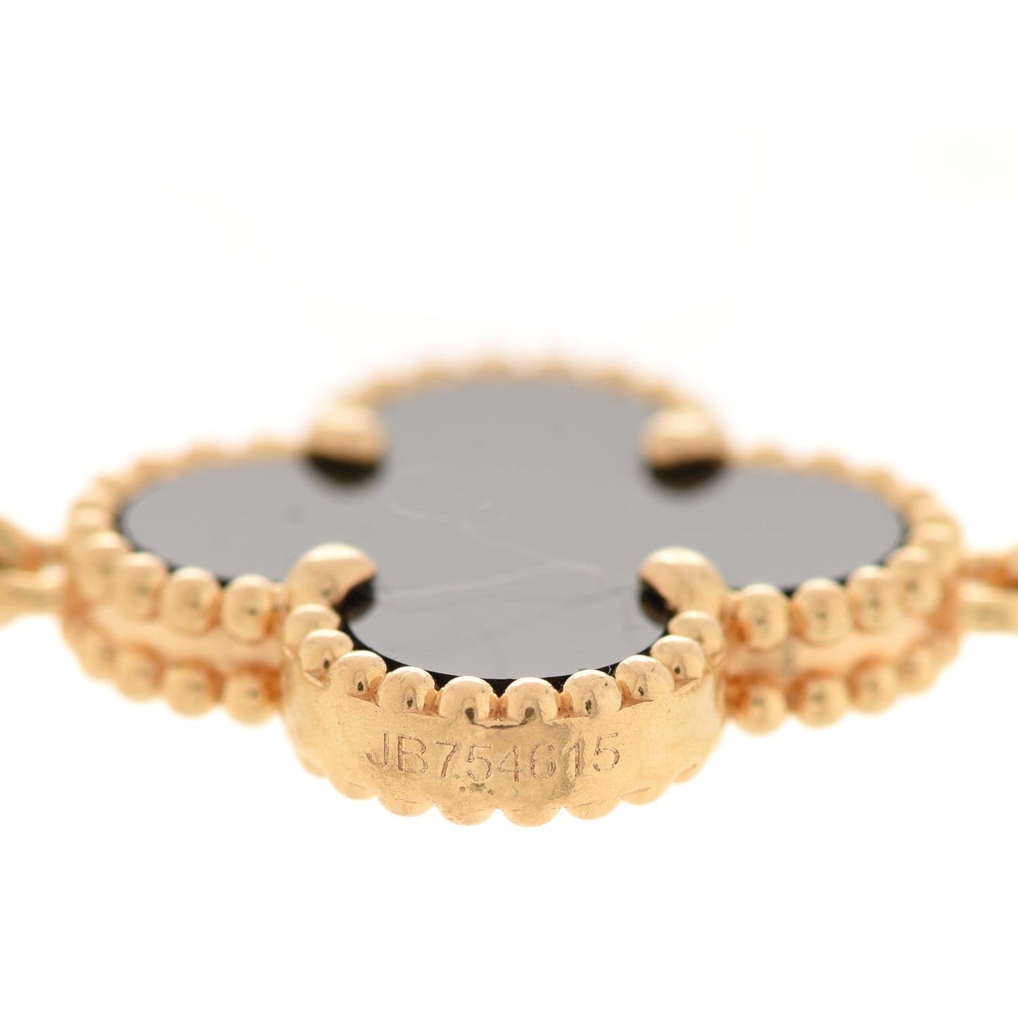 18K Yellow Gold Black Onyx 5 Motifs Vintage Alhambra Bracelet