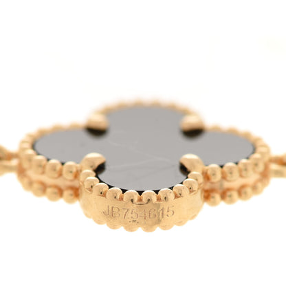Van Cleef & Arpels 18K Yellow Gold Black Onyx 5 Motifs Vintage Alhambra Bracelet 5 of 7