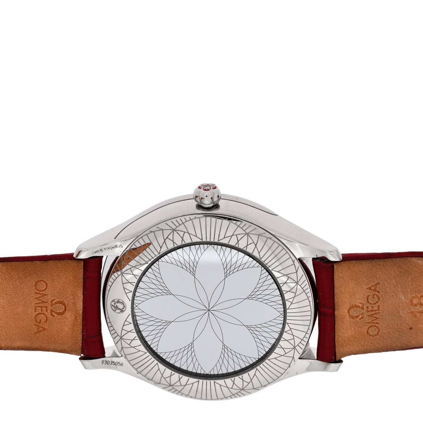 Stainless Steel Alligator Diamond 36mm De Ville Tresor Quartz Watch Red 428.18.36.60.04.002