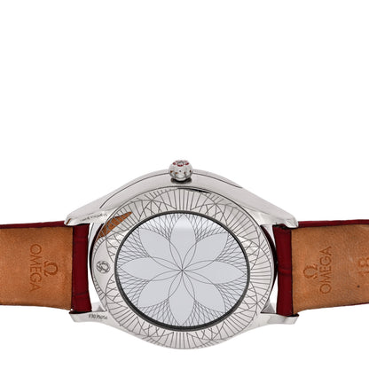 Omega Stainless Steel Alligator Diamond 36mm De Ville Tresor Quartz Watch Red 428.18.36.60.04.002 4 of 5
