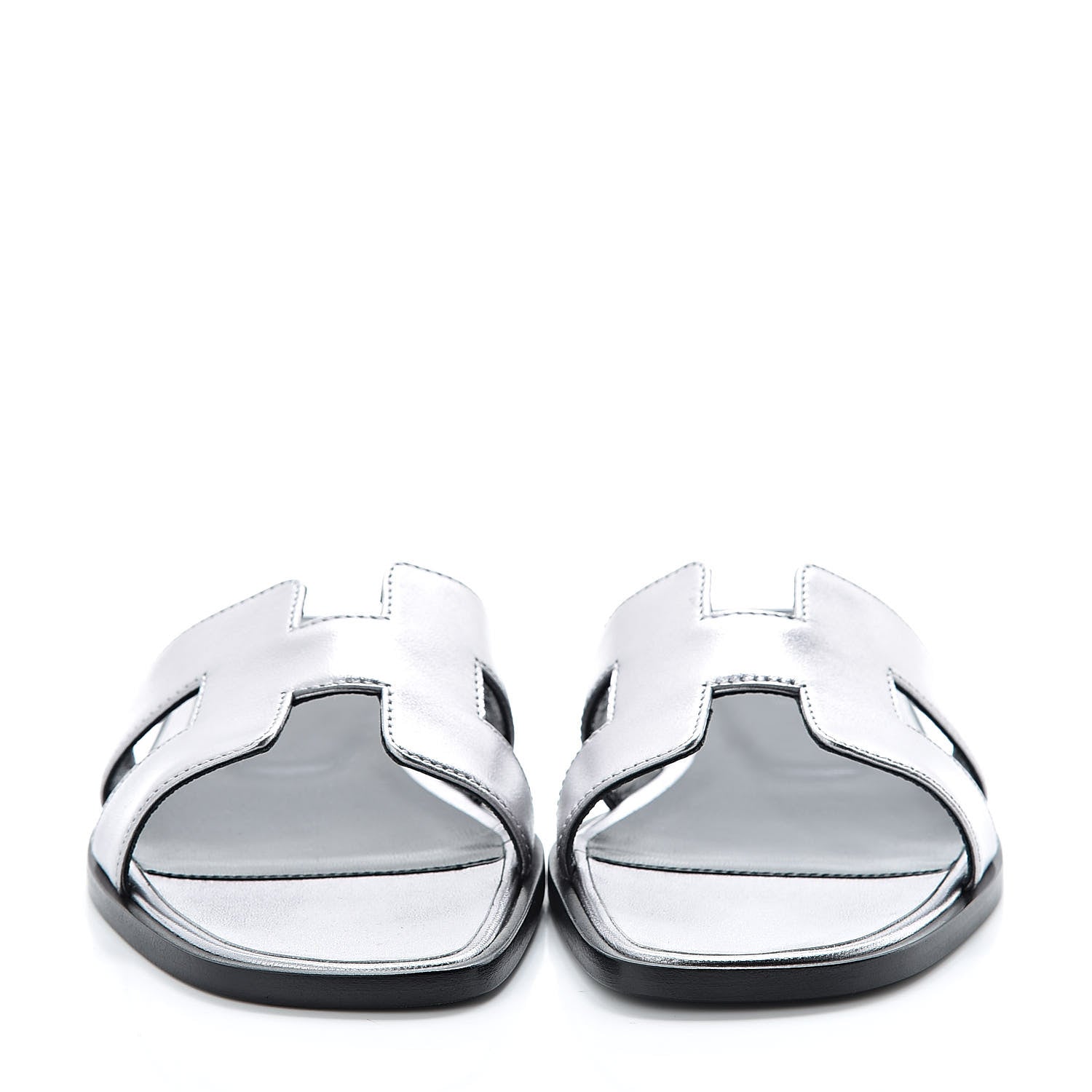 Hermes Metallic Nappa Oran Sandals 36 Argent 2 of 7