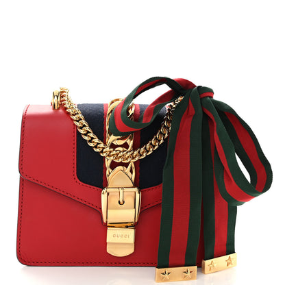 Gucci Calfskin Mini Sylvie Chain Shoulder Bag Hibiscus Red 1 of 11