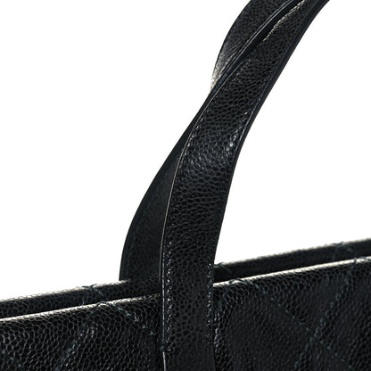 Chanel Crumpled Grained Calfskin Quilted CC Crave Tote Black 13 of 15