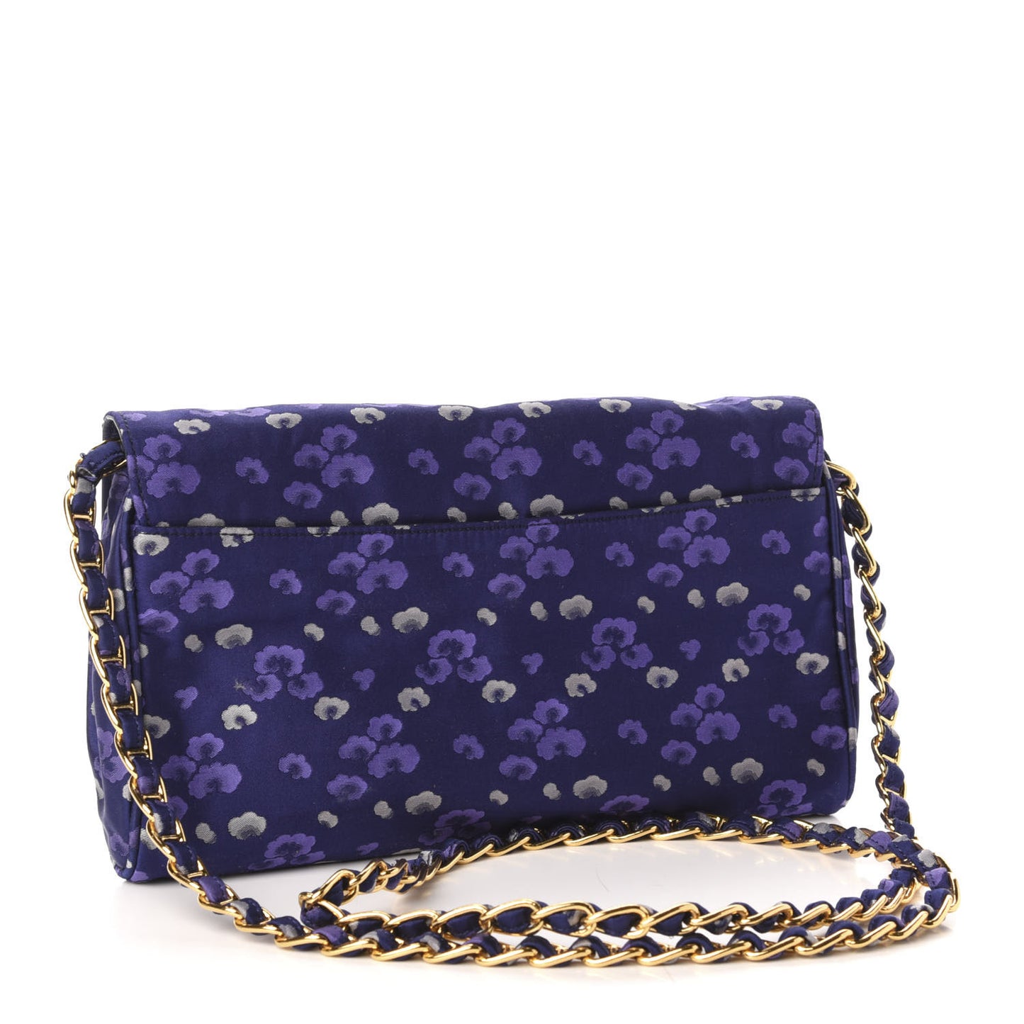 Tessuto Nylon Jacquard Floral Print Shoulder Bag Blue