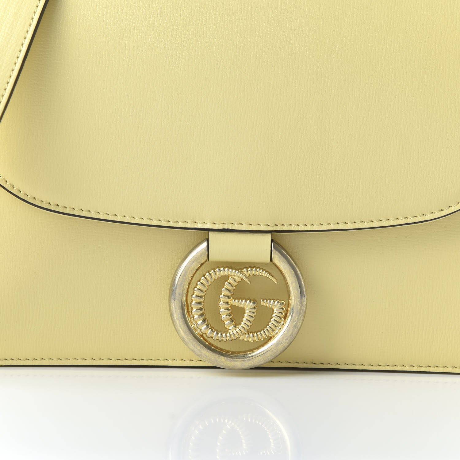 Gucci Textured Calfskin Small Torchon GG Ring Shoulder Bag Butter 10 of 11
