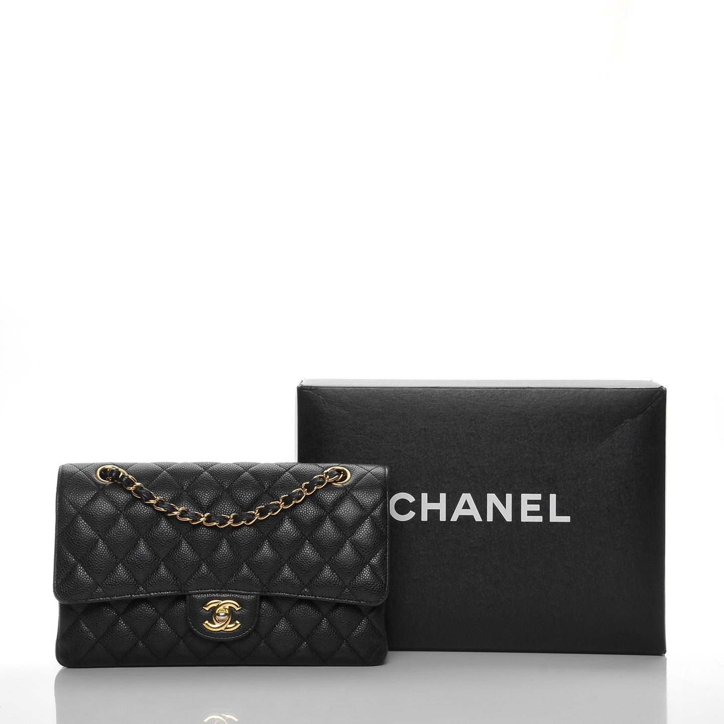 Caviar Quilted Medium Double Flap Black
