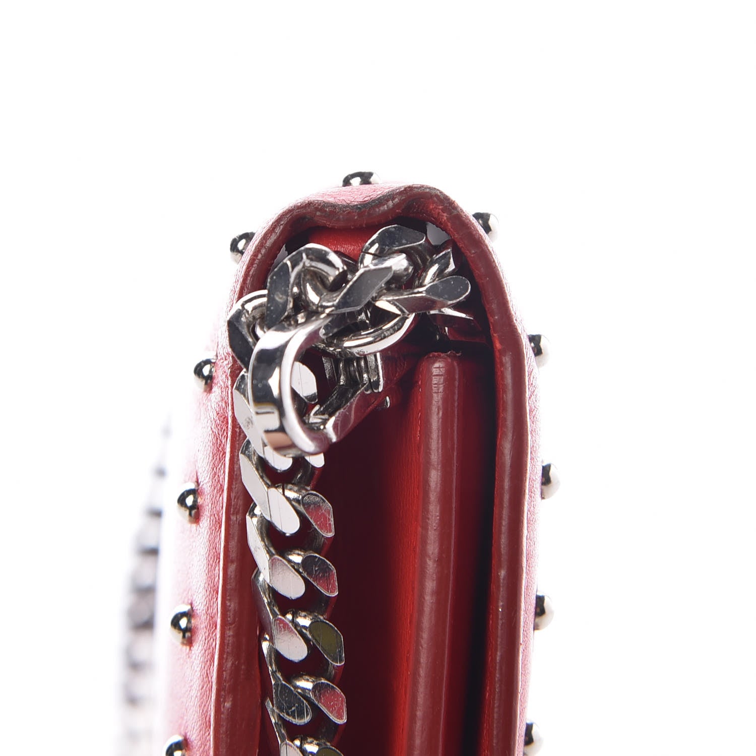 Givenchy Calfskin Studded Pandora Chain Wallet Medium Red 11 of 13
