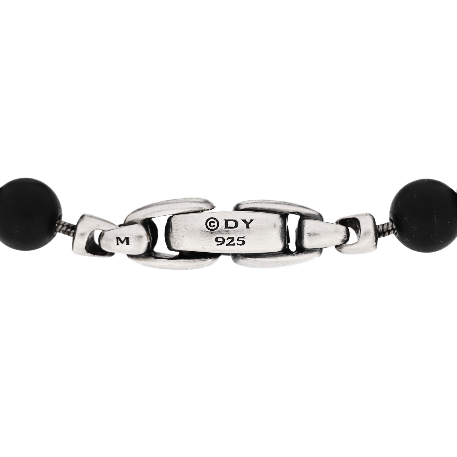 David Yurman Sterling Silver Black Diamond Black Onyx 6mm Spiritual Beads Bracelet 3 of 3