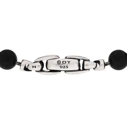 David Yurman Sterling Silver Black Diamond Black Onyx 6mm Spiritual Beads Bracelet 3 of 3
