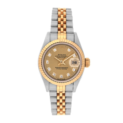 Rolex Stainless Steel 18K Yellow Gold Diamond 26mm Oyster Perpetual Datejust Watch Champagne 69173 1 of 4