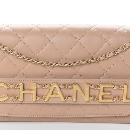 Chanel Calfskin Quilted Enchained Clutch Beige 8 of 11