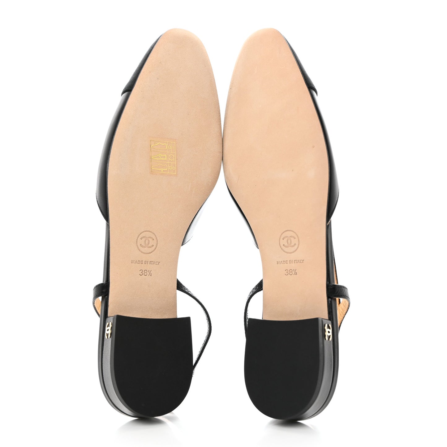 Goatskin Grosgrain CC Slingback Flats 38.5 Black