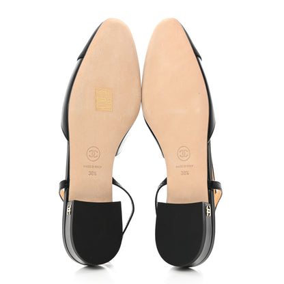 Chanel Goatskin Grosgrain CC Slingback Flats 38.5 Black 5 of 9