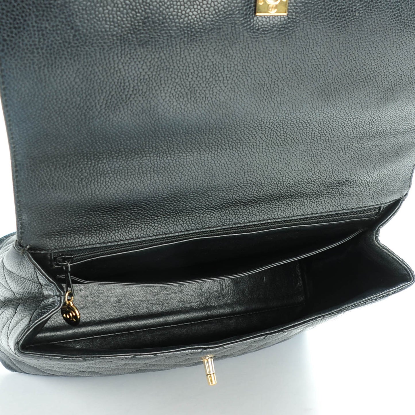 Caviar Quilted Jumbo Kelly Flap Black