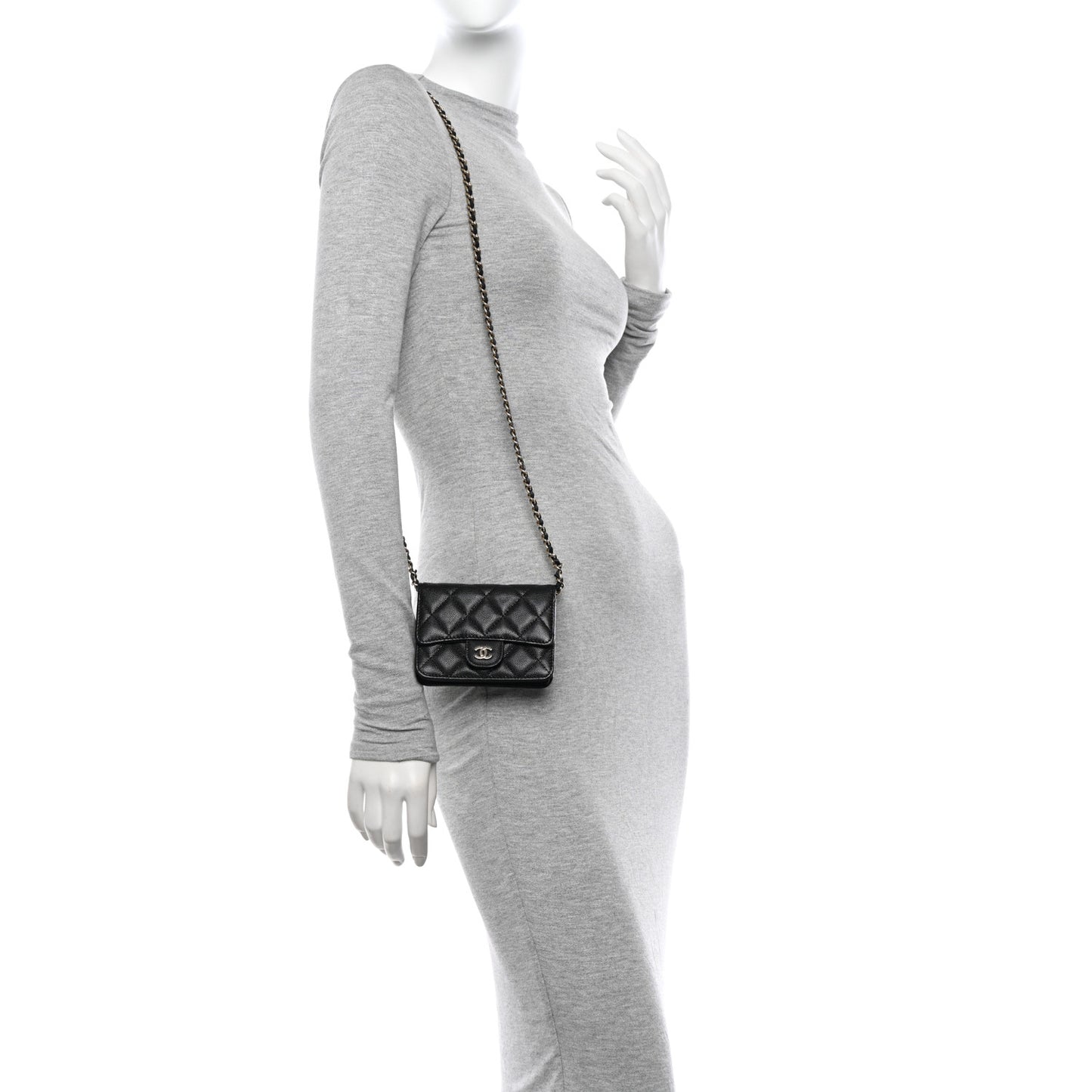 Caviar Quilted Mini Chain Bag Black