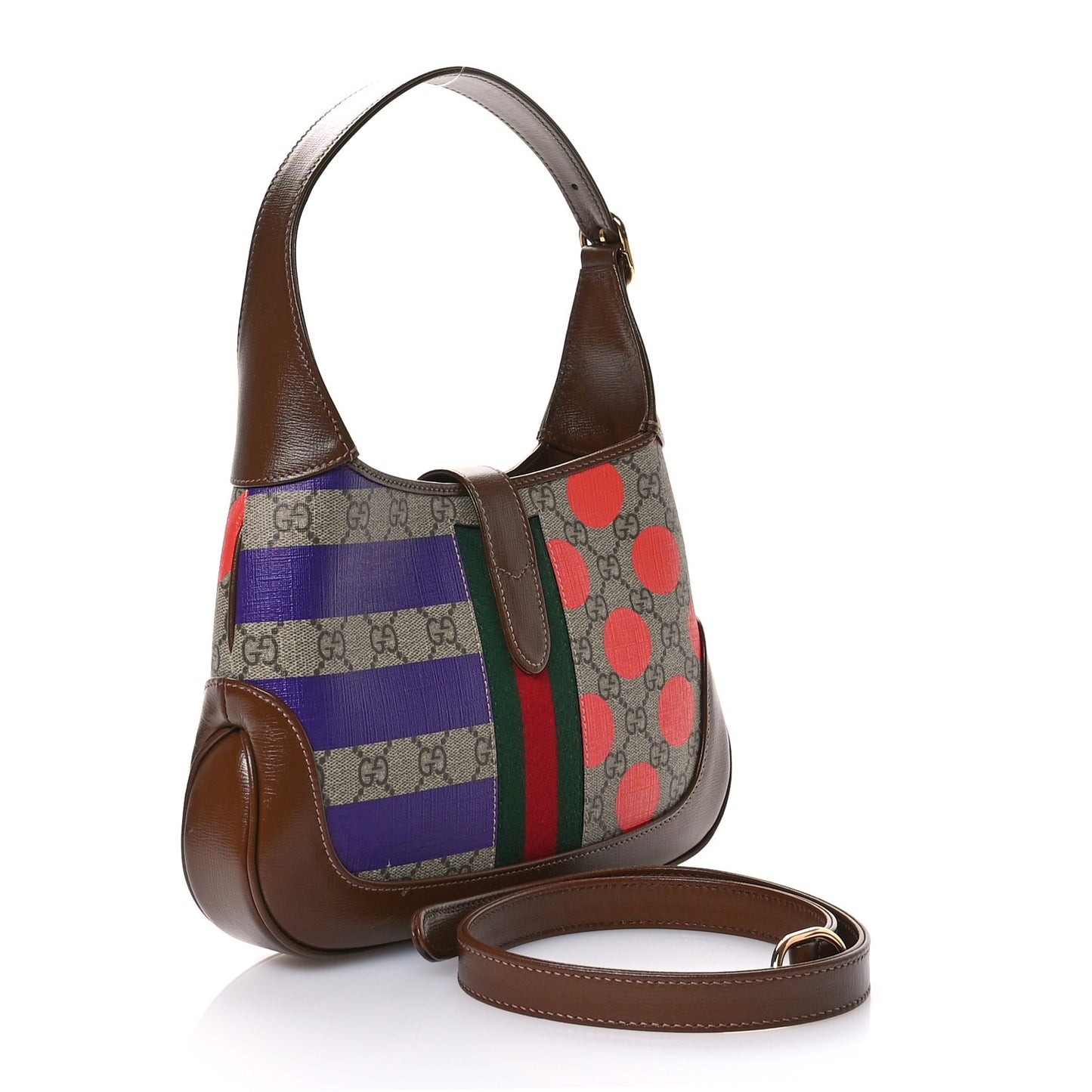 GG Supreme Monogram Azalea Calfskin Print Web Small Jackie 1961 Hobo Multicolor