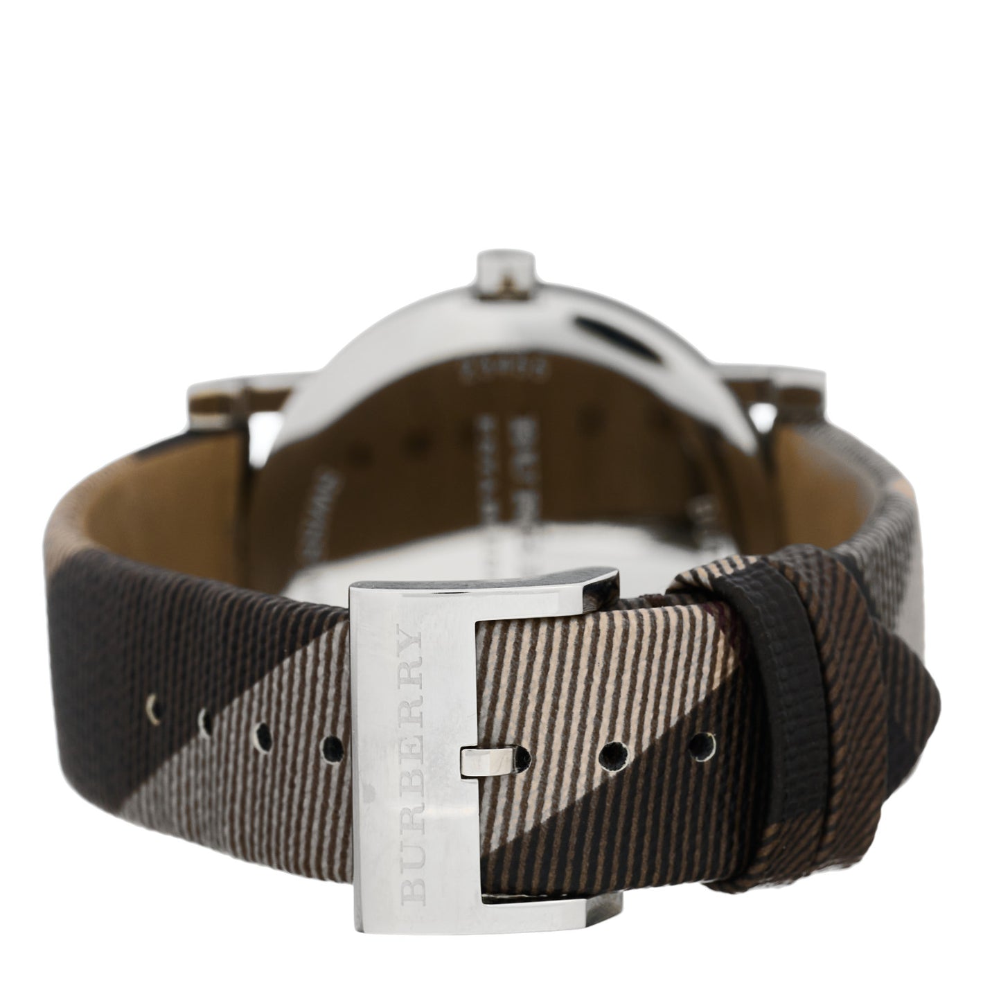 Stainless Steel Calfskin 38mm Heritage Nova Check Quartz Watch Brown BU1774