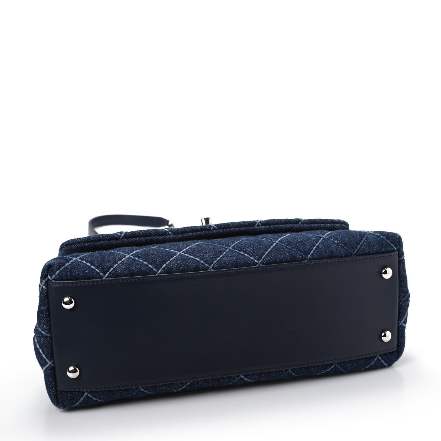 Chanel Denim Quilted Small Coco Handle Flap Blue 4 of 10