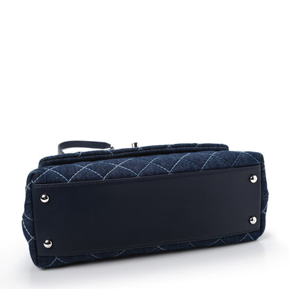 Chanel Denim Quilted Small Coco Handle Flap Blue 4 of 10