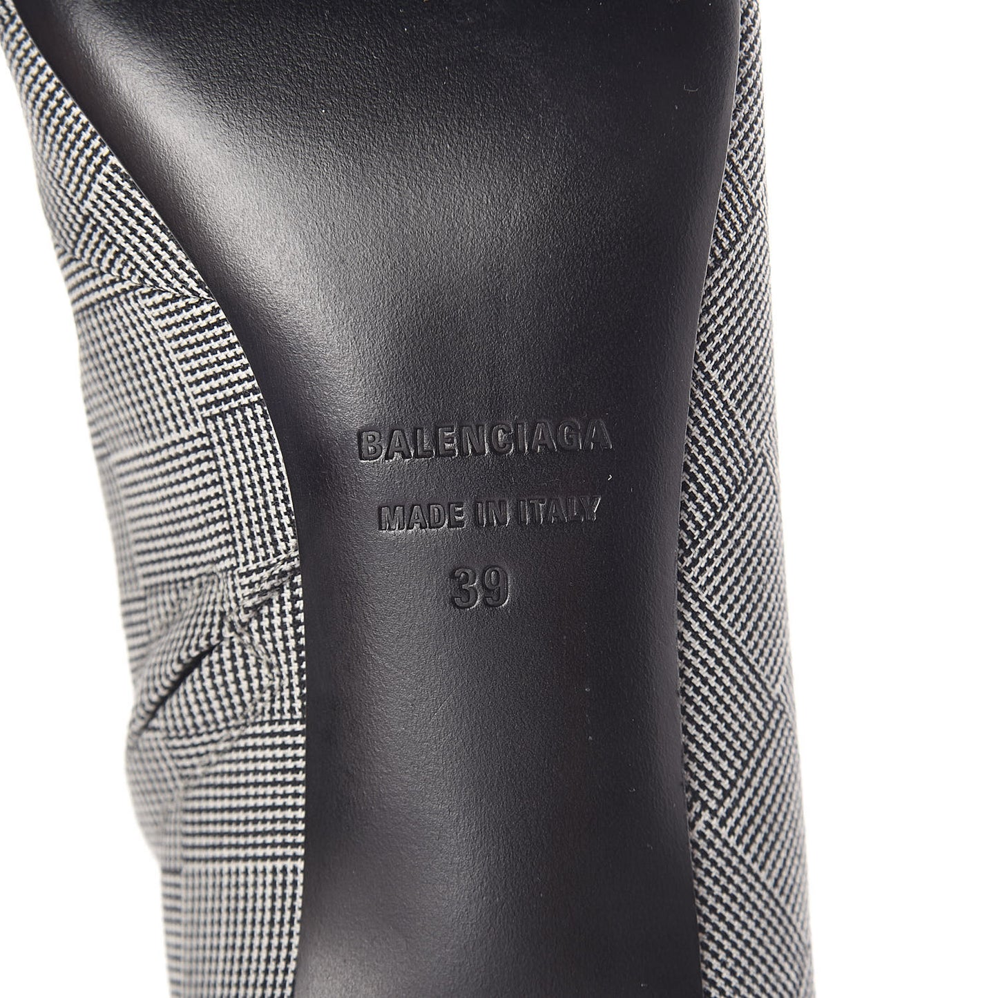 Wool Checked Knife Pointy Toe Boots 39