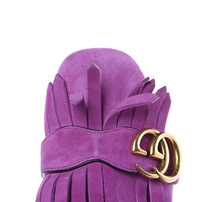 Gucci Kid Scamosciato GG Marmont Fringe 50mm Loafer Pumps 35 Purple 9 of 10