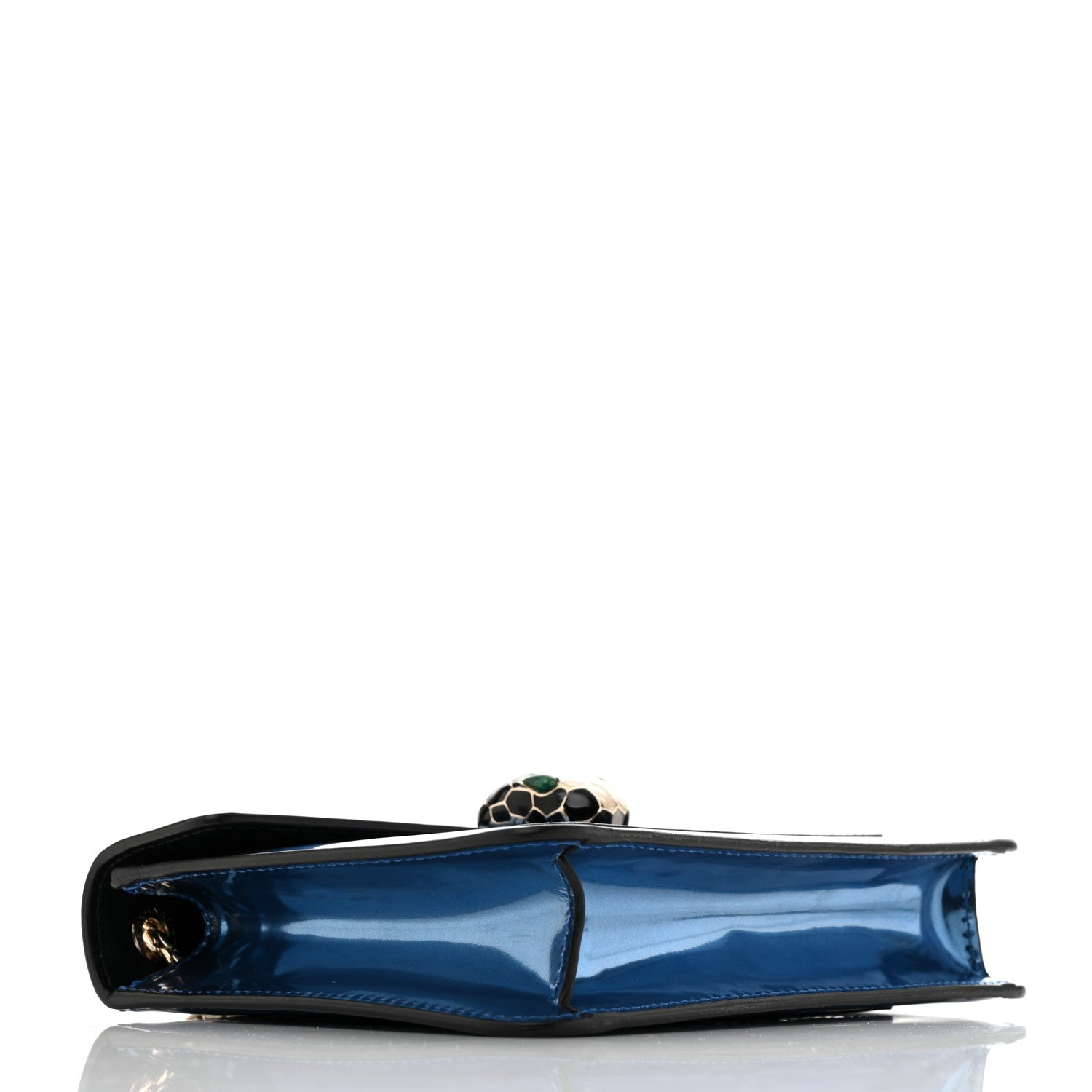 Bulgari Metallic Calfskin Small Serpenti Forever Snake Strap Crossbody Bag Blue 5 of 15