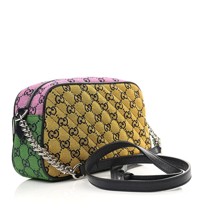 Gucci Monogram Multicolor Matelasse Diagonal Small GG Marmont Chain Shoulder Bag Red Blue Yellow Green Pink 3 of 11