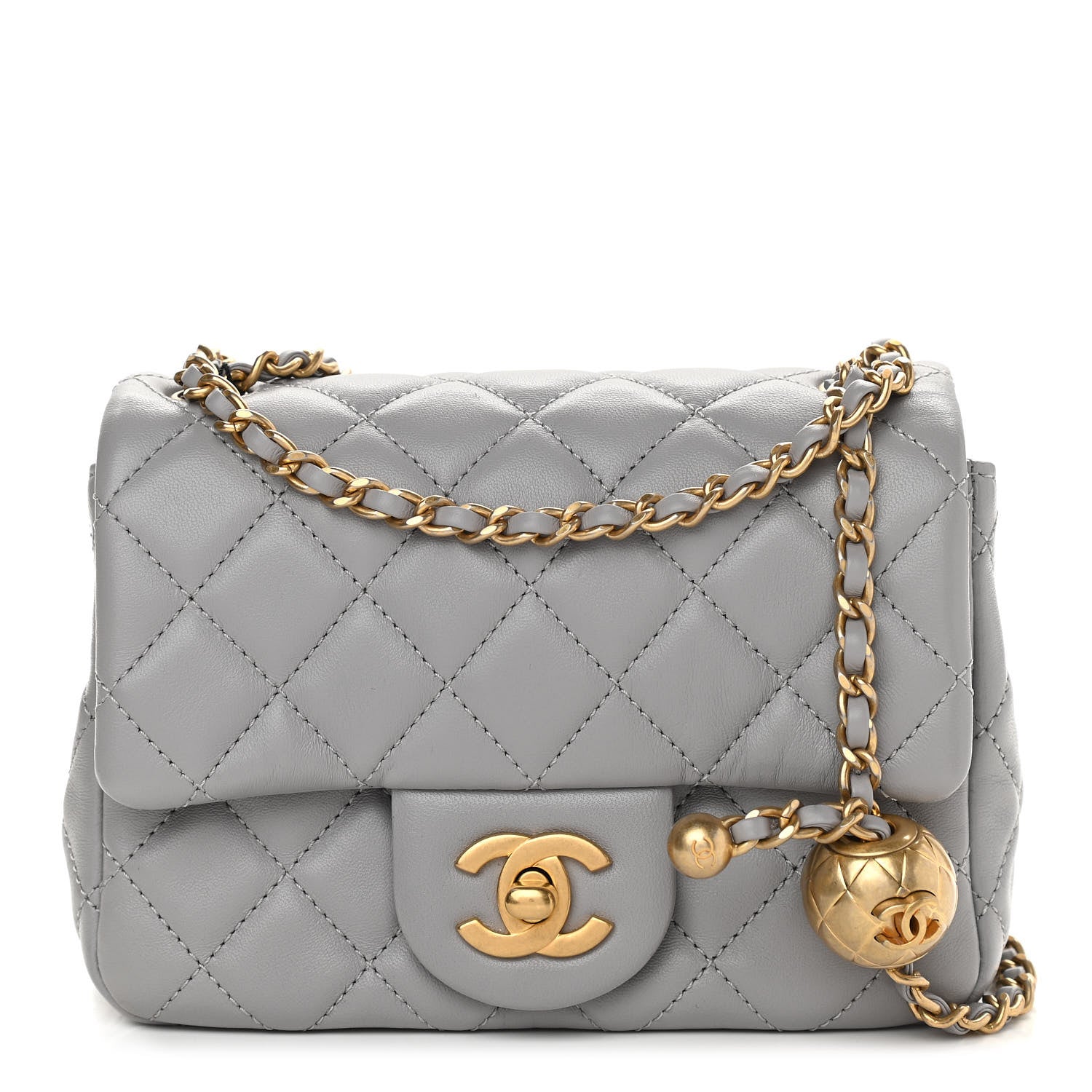 Chanel Lambskin Quilted Mini Pearl Crush Flap Light Grey 1 of 9