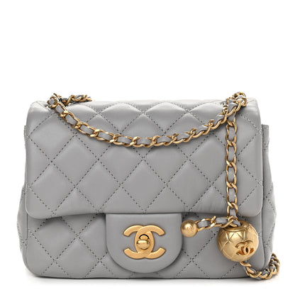 Chanel Lambskin Quilted Mini Pearl Crush Flap Light Grey 1 of 9