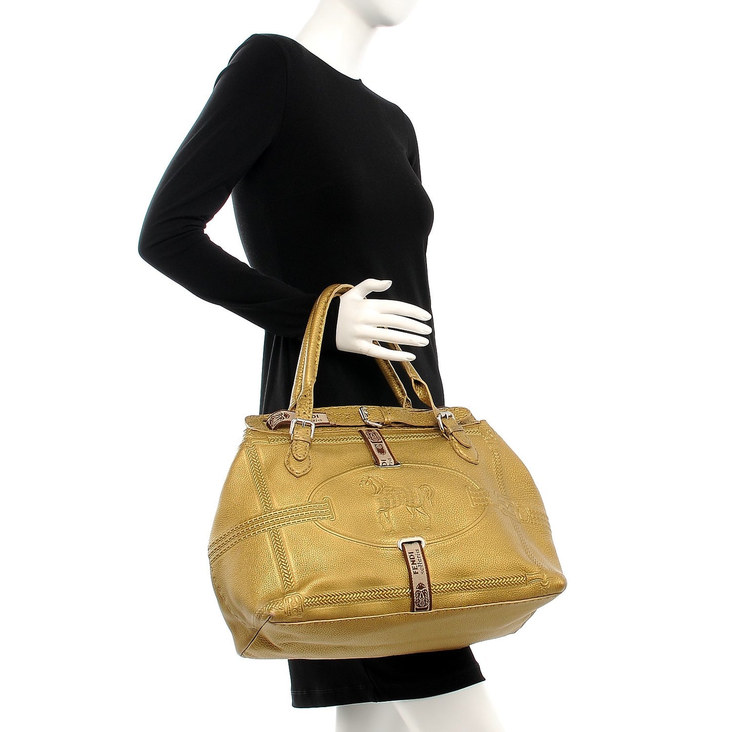 Calfskin Romano Selleria Large Villa Borghese Tote Gold