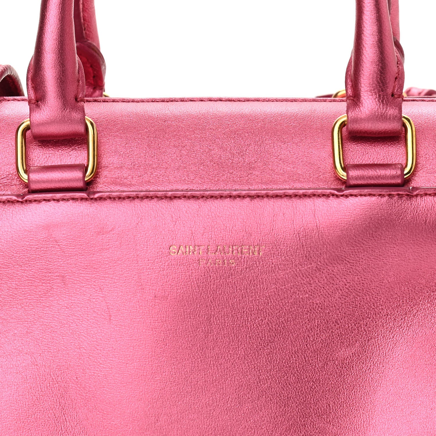 Saint Laurent Metallic Lambskin Classic Duffle Toy Pink 6 of 11